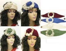 NEW HAND MADE KNITTED,WOVEN,CROCHET 3D FLOWER,LACE HEAD,EAR BAND,WARMER,WRAP