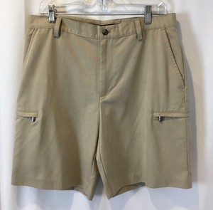 Mens IZOD XFG PerformX Golf Shorts Size 34 Flat Front Zip Pockets Khaki/Tan | eBay