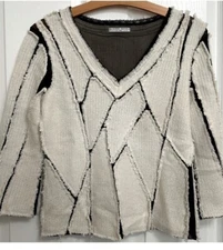 Vintage Alberto Makali Sheer Cut-Out Distressed Designer Sweater M Long Sleeve
