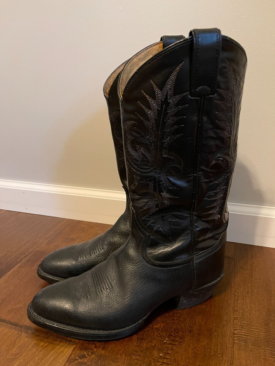 Vintage Tony Lama TW2006 Mexico Black Leather Western Cowboy Boots