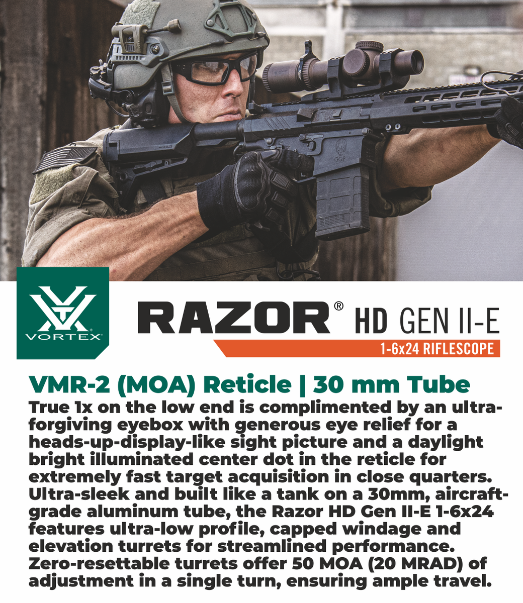 Vortex Optics Razor HD Gen II-E 1-6x24 VMR-2 MOA Riflescope with