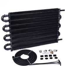 8 Pass Tube and Fin Transmission Cooler Universal 5/16" Oil Cooler Kit Aluminium