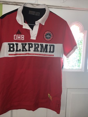 Mens BLACK PYRAMID OHB Out Here Ballin Red Black Logo Polo Shirt L RARE |  eBay