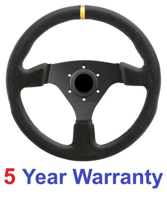 SUEDE ALCANTARA STEERING WHEEL BLACK SPOKES 13'' INCH 330MM RACE RALLY CAR TRACK