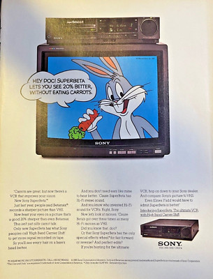 1985 Magazine Advertisement Sony Betamax SuperBeta Bugs Bunny
