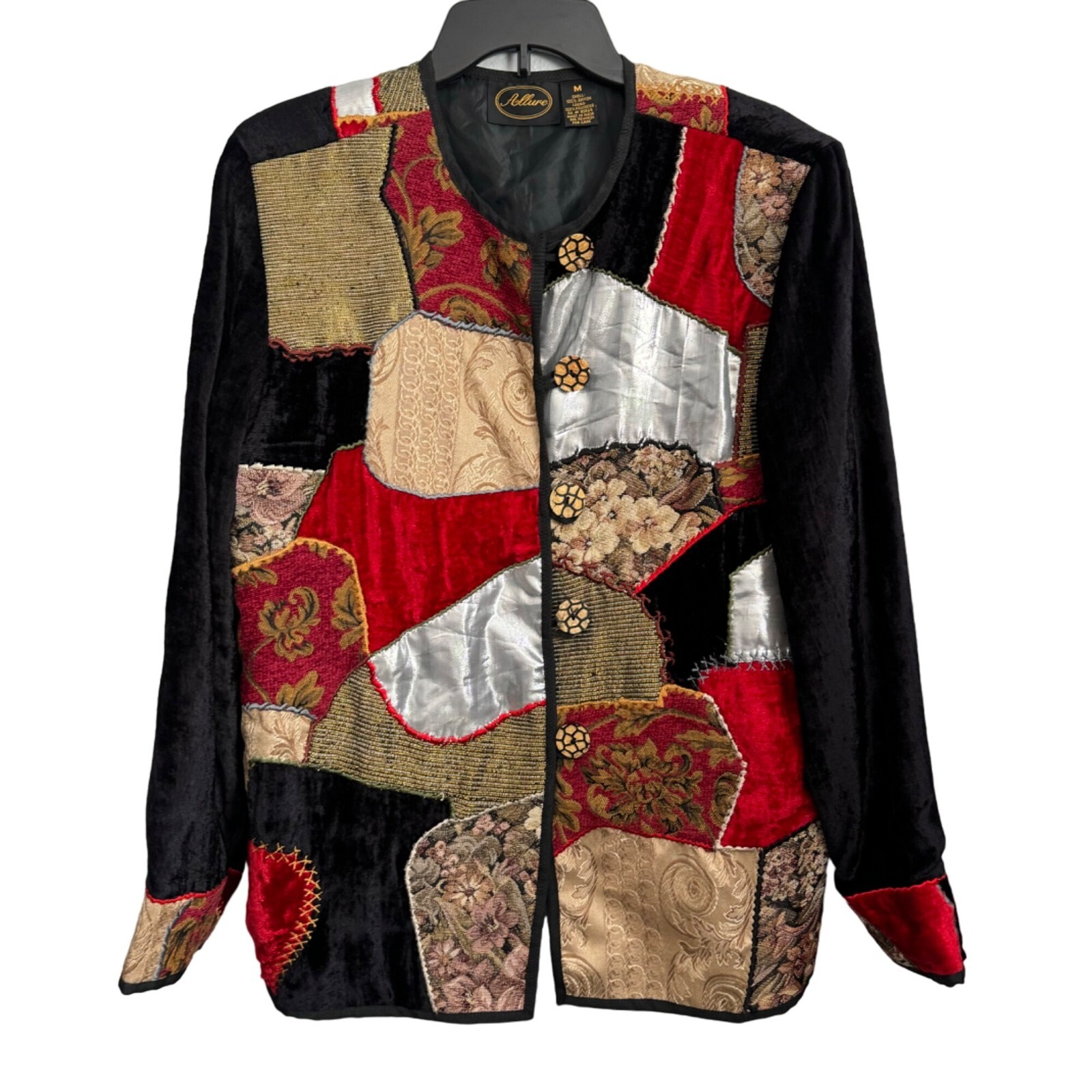 Vintage Allure Patchwork Blazer Jacket Size M Bla… - image 1