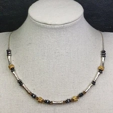 SILPADA Sterling Silver 925/Brass Necklace Hamatite And Crystals. 13-121