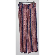 Boho Festival Wide Leg Pants Size Large Hippie Palazzo Casual Chic Pull On Beach