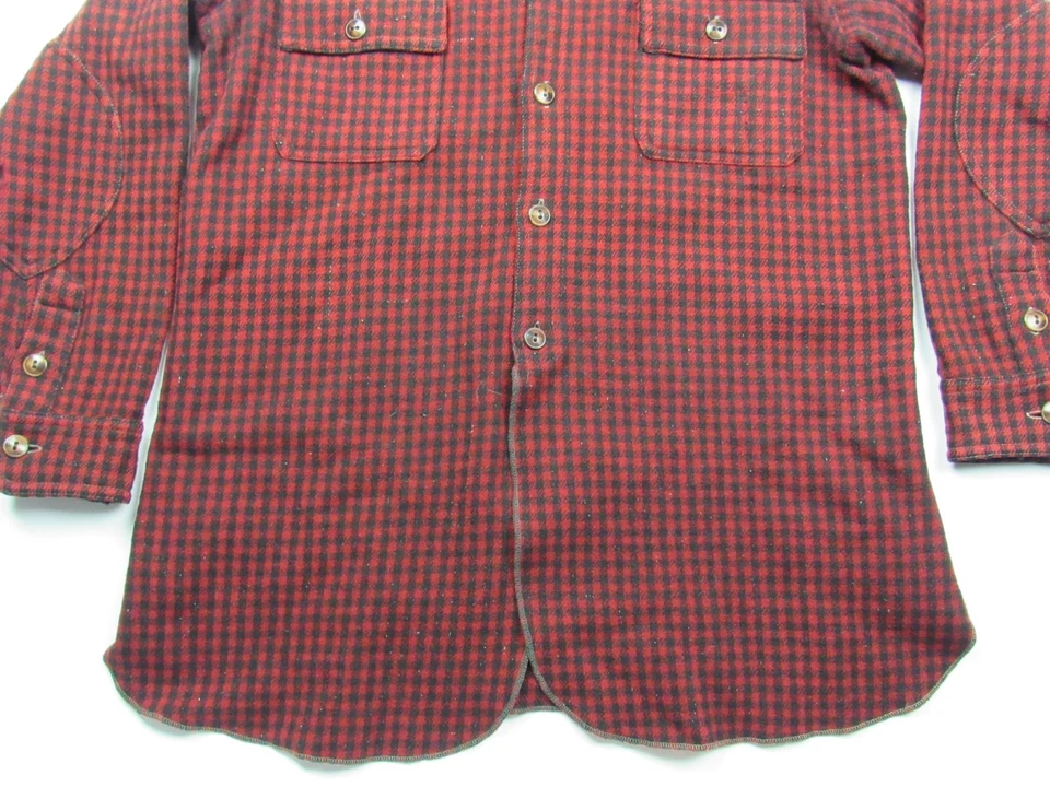 Vtg 1930s Chippewa Wool Shirt Chinstrap Work Wear Houndstooth Red Black 20s 30s - Image 4 of 4