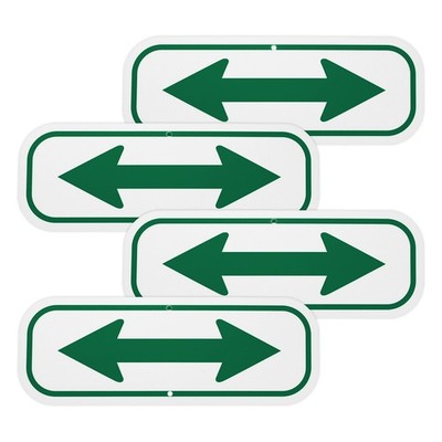 4-Pack 10'' x 3.5'' Green Aluminum Reflective Two-way Arrow Sign [White/Green]