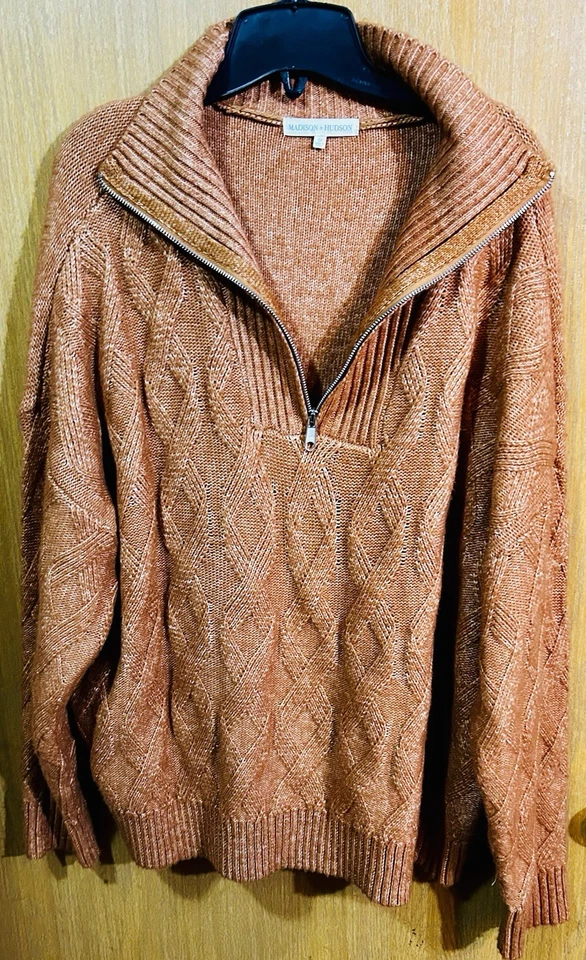 Suéter para mujer Madison + Hudson color óxido cuarto cremallera 3X Foto 2 de 4