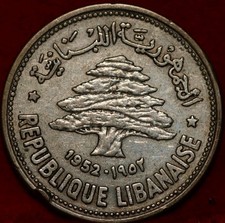 Pièce étrangère argent 50 piastres Liban 1952