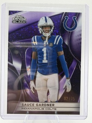 2025 Topps Chrome Black Football  - Sauce Gardener #68 Purple Diamonds #'d /75