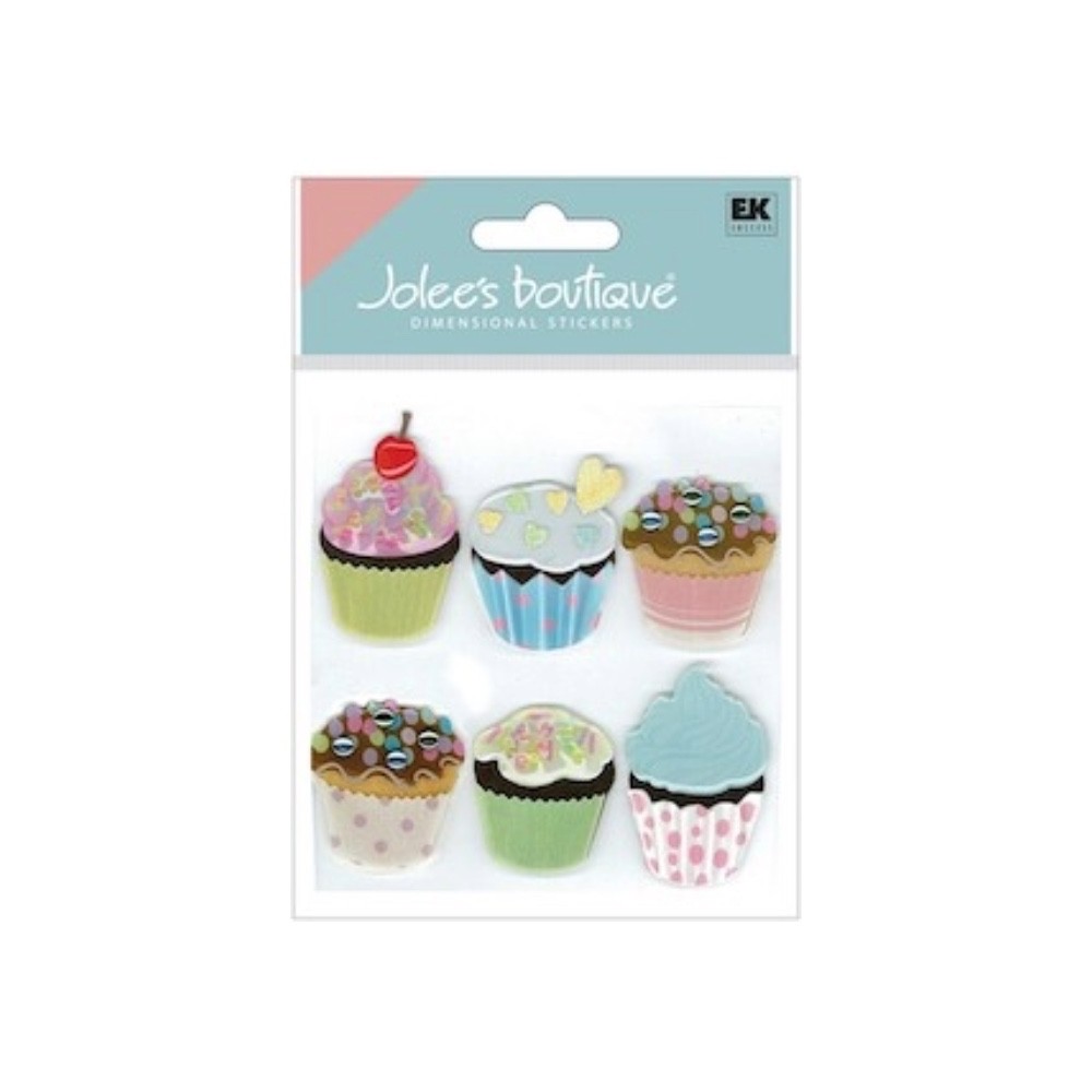 Jolee's Boutique 6 Pc Vellum Cupcake Sticker Embellishments Birthday Card Making