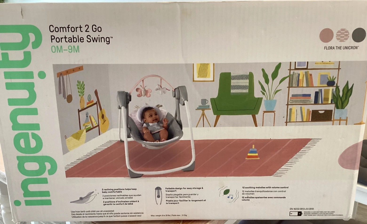Ingenuity Comfort 2 Go Flora the Unicorn Portable Swing NIB
Opens in a new window or tab