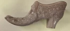 Vintage Fenton Daisy Buttons Ribbon Lavender Purple Slag  Glass Shoe Slipper #14