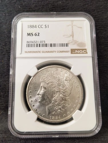 1884-CC $1 Morgan Silver Dollar NGC MS62 Blast White Coin
