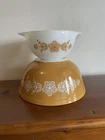 Vtg PYREX Butterfly Gold White Cinderella Nesting Mixing Bowls Set of 2
