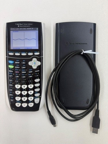 Texas Instruments TI-84 Plus C Silver Edition Graphing Calculator, Cover, Cable
