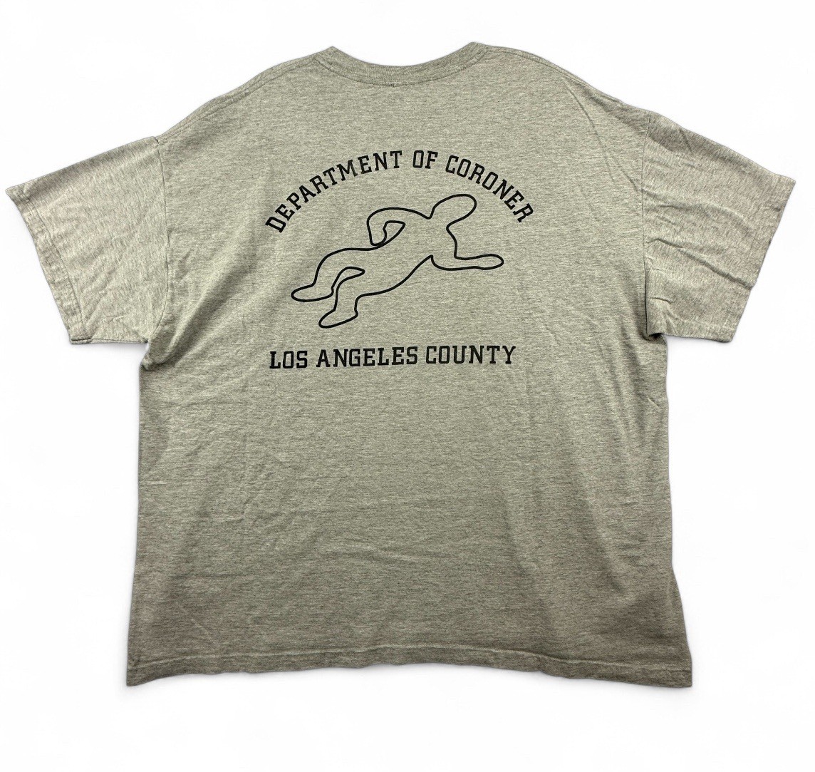 1990s Vintage Los Angeles County Dept Of Coroner Gray T-Shirt 