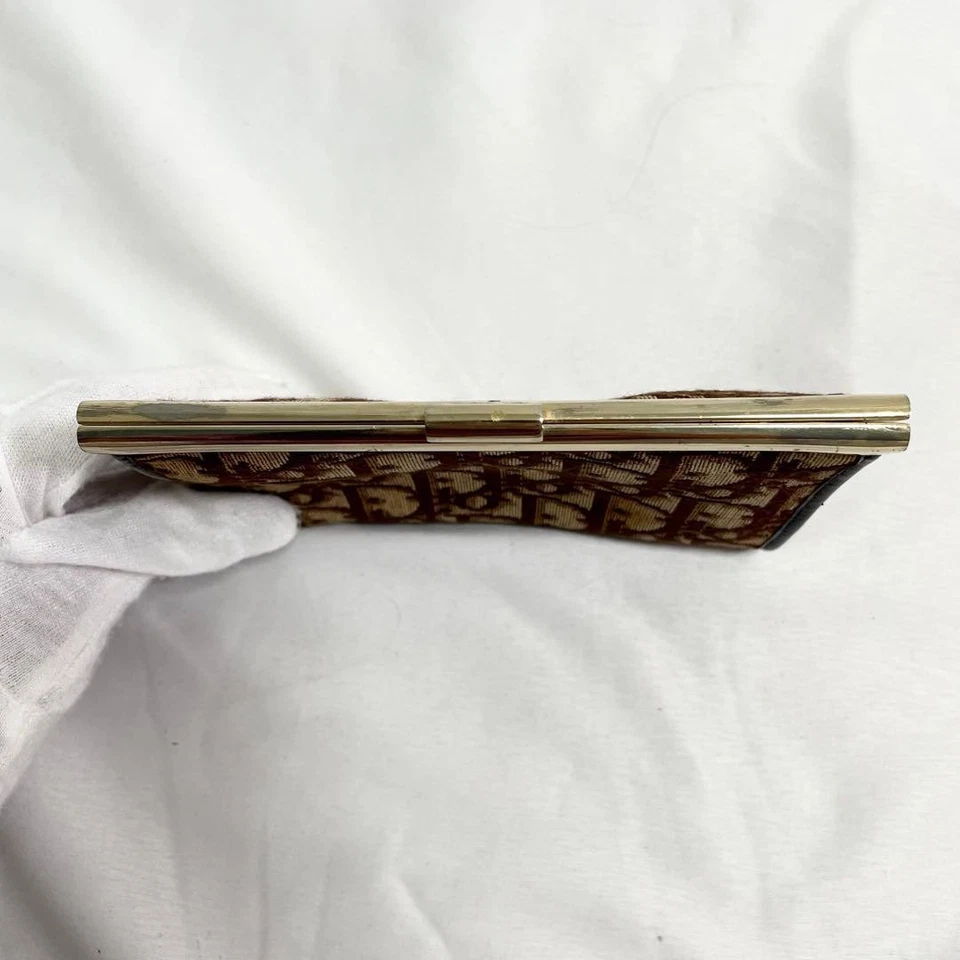 Christian Dior Trotter холст клатч бежевый кожаный винтажный логотип из Японии - Изображение 4 из 4