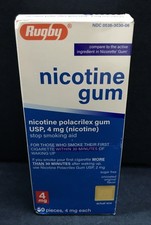 Rugby Nicotine Polacrilex Gum 4mg Sugar Free Original