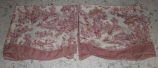 WAVERLY Home Double Layer Valance French Country Toile Check Lined Red Cream (2)