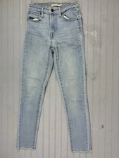 Levis 721 Size 25 Womens Jeans High Rise Skinny Light Wash Raw Hem Stretch