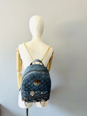 NWT ALDO Denim Blue OOTD Backpack Charms Pins Rhinestones  display picture 3