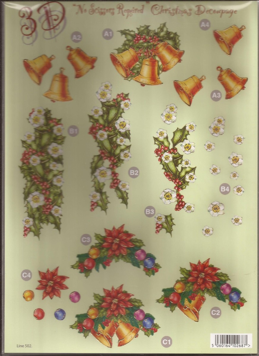 A4 Die Cut 3D Christmas Decoupage Sheet (051-502) | eBay UK for Free Printable 3d Christmas Decoupage Sheets