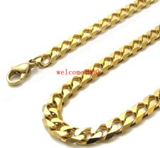 316L Stainless Steel 5mm Fashion Gold curb necklace Chain 24'' Women Jewelry