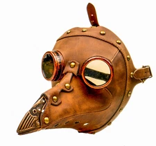 Brown Plague Doctor Long Nose Mask in Steampunk Style - Gothic Masquerade