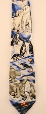 100 Silk Hand Made ADDICTION Polar Bears, Penguins  Seals Men's Tie