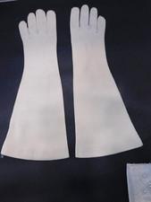 DESIGNER LADIES CREAM DOUBLE WOVEN COTTON GLOVES UNLINED SIZE 6.5
