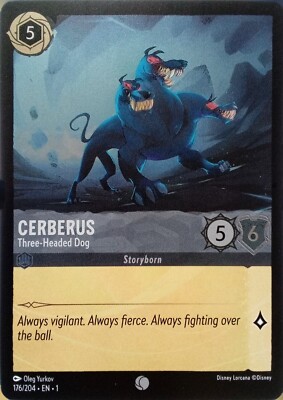 176/204 CERBERUS DREIKÖPFIGER HUND ERSTES KAPITEL FOLIE COMMON DISNEY LORCANA KARTE