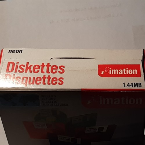 IMATION 10 NEON DISKETTES DISQUETTES IBM MADE IN USA 1,44MB SCATOLA SIGILLATA - Foto 6 di 6