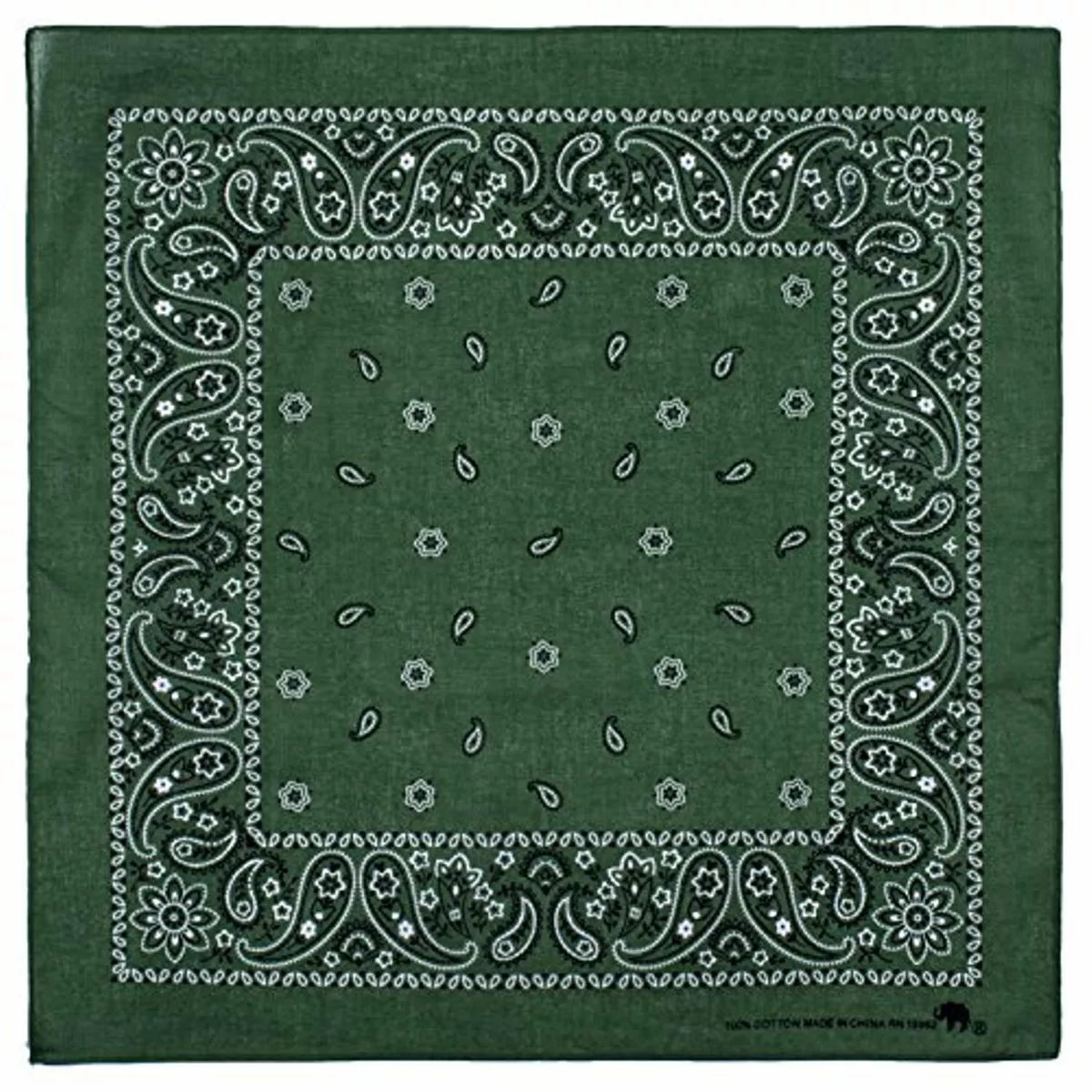 Elephant Brand Bandanas 100% Cotton Since 1898 GREEN BANDANA 1 pcs