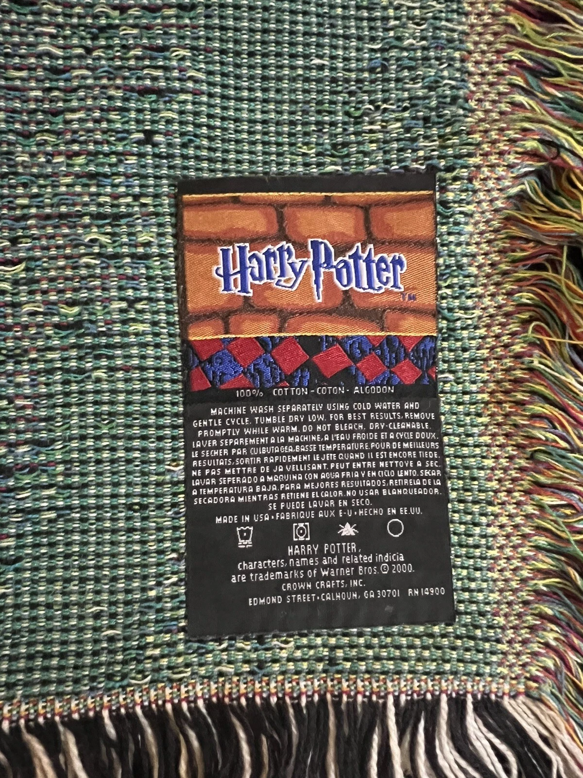 Harry Potter The Key Tapestry Throw Blanket Woven  Vintage 2000 46" x 60"