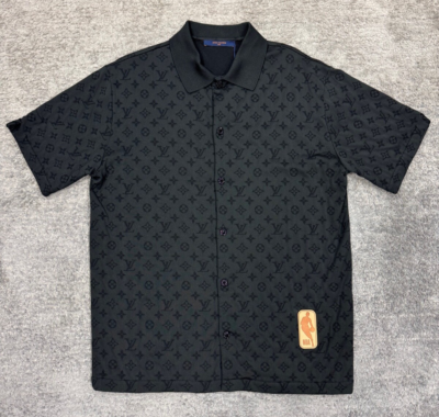 Louis Vuitton NBA Monogram Black Logo Buttoned Shirt Short Sleeve