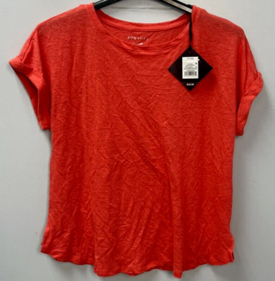 Ava & VIV Bright Coral Short Cuffed Sleeve Top Blouse Size 14W (X)