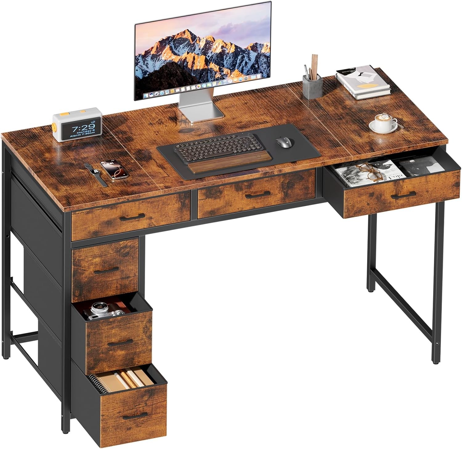 47" Computer Desk with 6 Drawers, Home Office Desk,Work Table for Bedroom