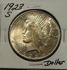 1923-S  SILVER PEACE DOLLAR IN CHOICE AU CONDITION!!