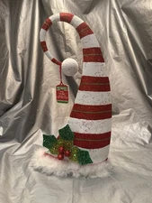 Pier 1 One VTG ELF HAT Tree Topper HOLLY BERRY GLITR 16.5” RARE HTF NWT *Read*