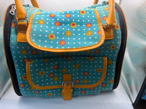 Vintage Floral small Pet Carrier Bag with Yellow Trim and Ventilation Holes
