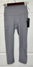 90 Degree By Reflex Gray Interlock Tribeca Pocket Crop Tight Capri Legging Small