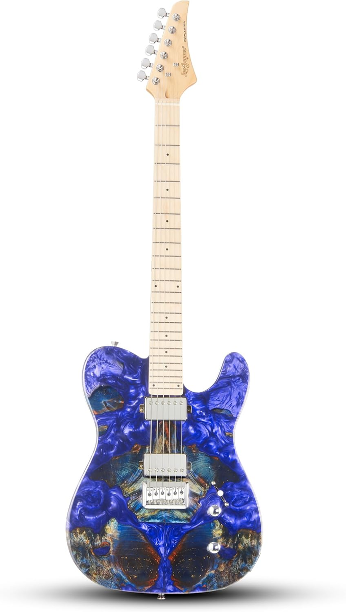 Leo Jaymz Stabilized Burl Wood Electric Guitar Blue 24 Frets