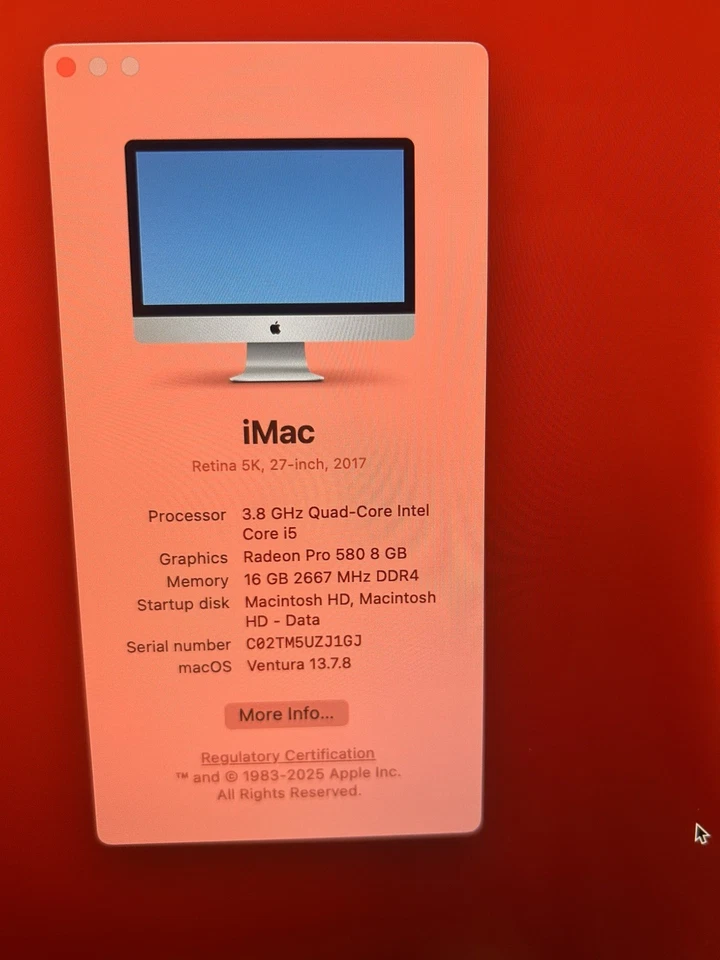 Apple iMac Retina 5K 27” 2017 Intel Core i5- 3.8 Ghz 16GB RAM 1.5TB+500gb ssd - Image 2 of 4