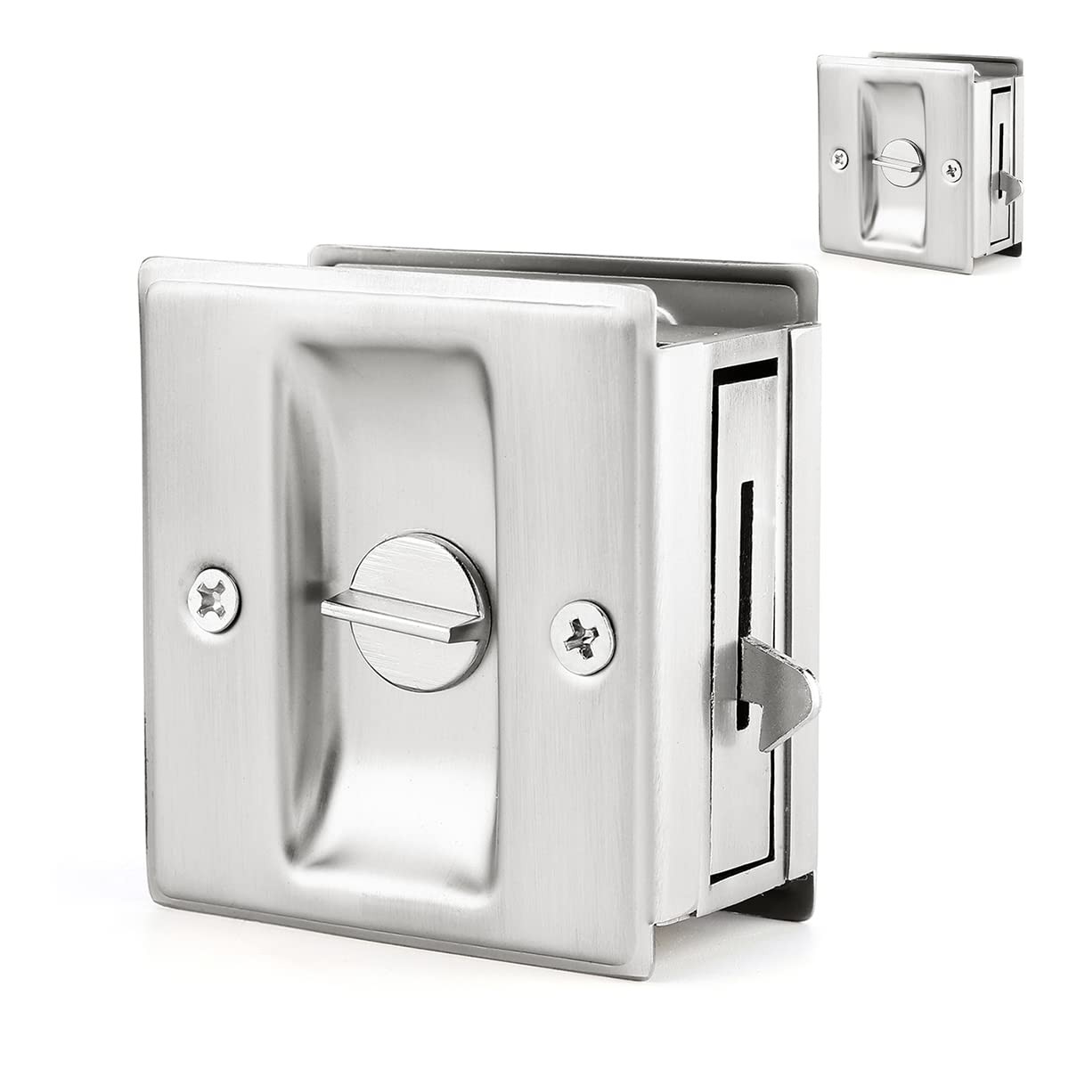 2 Pack Privacy Pocket Door Lock Set with Pull - Easy Replacement for Damaged Hardware