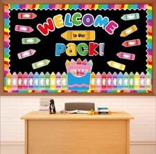 Back to School Bulletin Board Set Colorful Crayon Theme Classroom Welcome