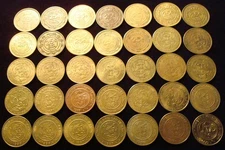 35 RAT FACE  1983 Chuck E Cheese Tokens. 14 different years